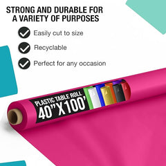 40 In. x 100 Ft. Premium Cerise Plastic Table Roll | 6 Pack