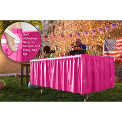 Cerise Plastic Table Skirt | 6 Pack