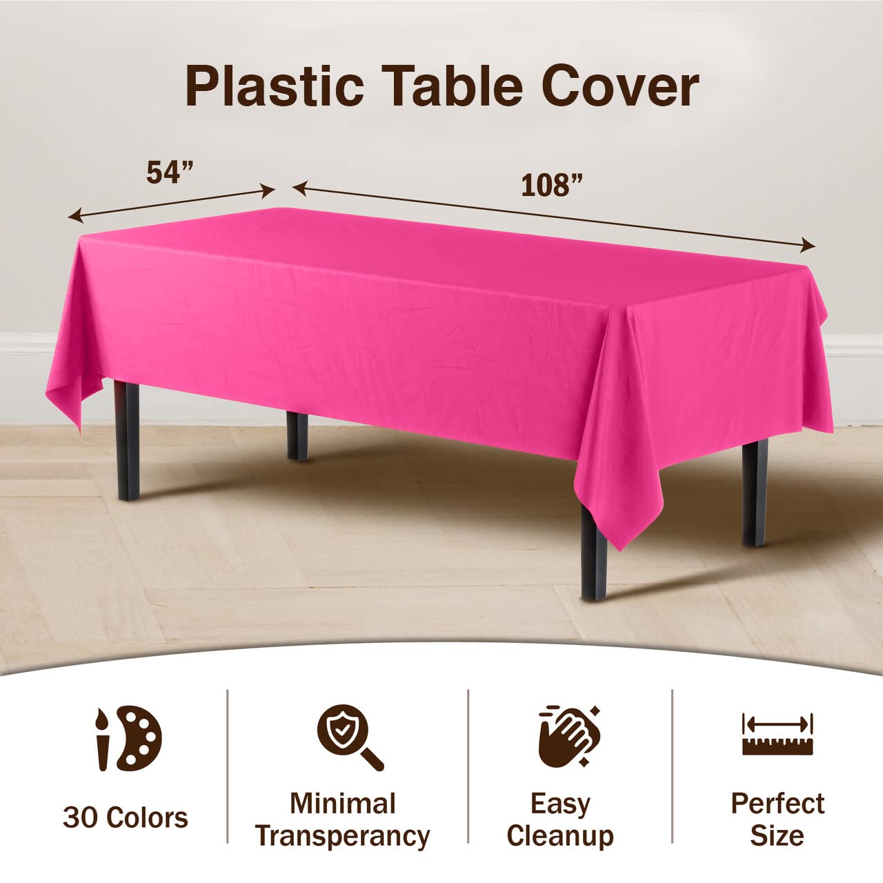 Cerise Plastic Table Covers | 48 Count