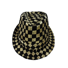 Checkerboard Sequined Fedora Hat