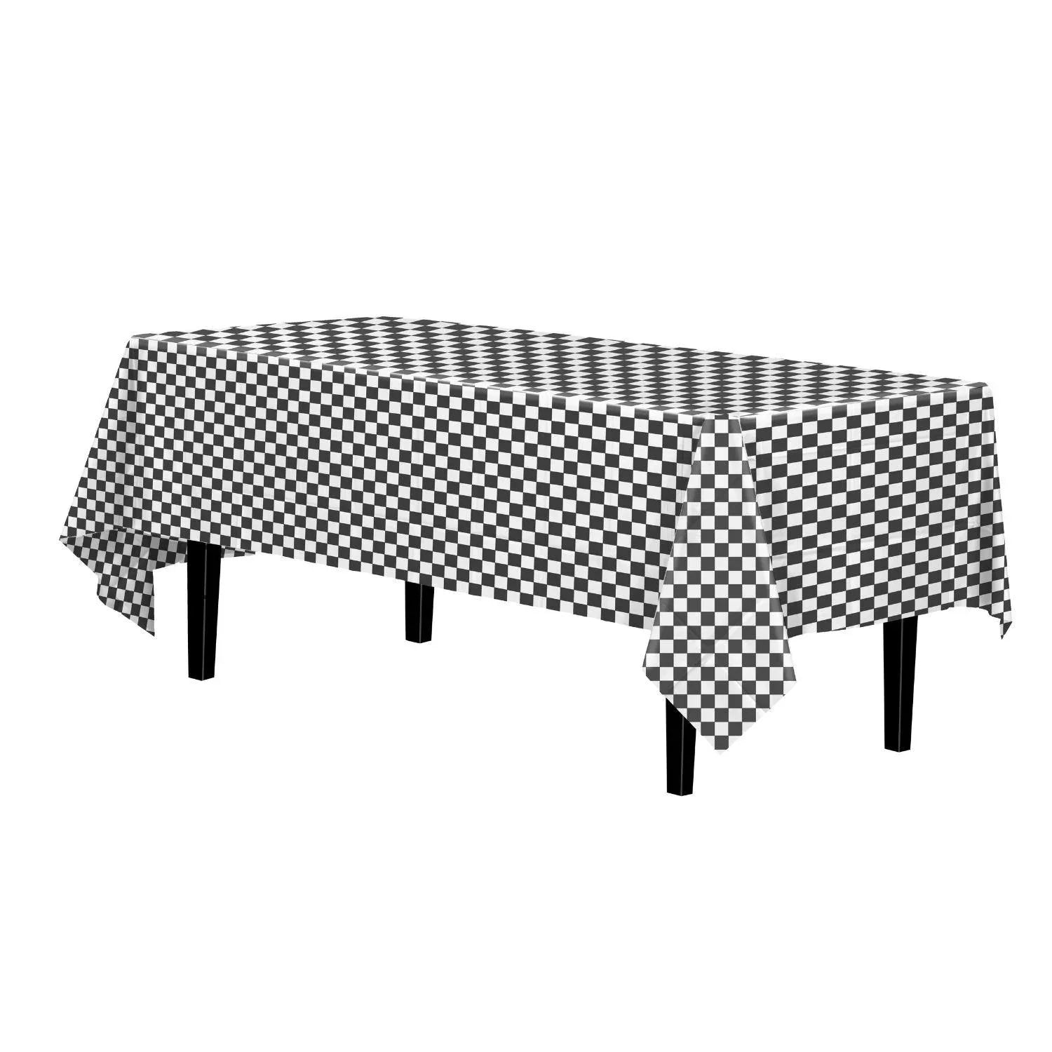 Black/White Checkered Table Cover | 6 Pack