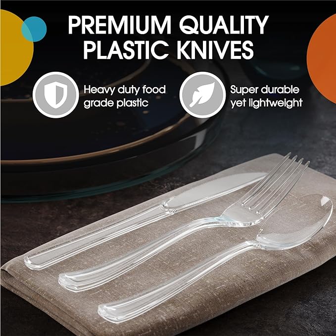 Heavy Duty Clear Plastic Knives | 1200 Count