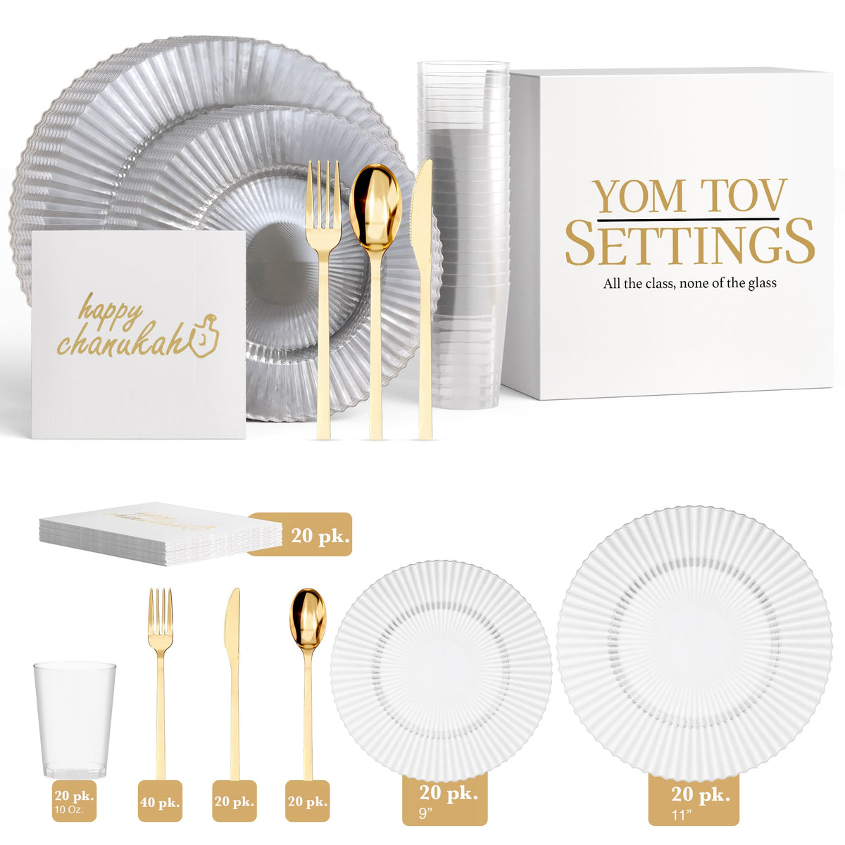 Service for 20 | Crystal Gemstone Hanukkah Combo Set