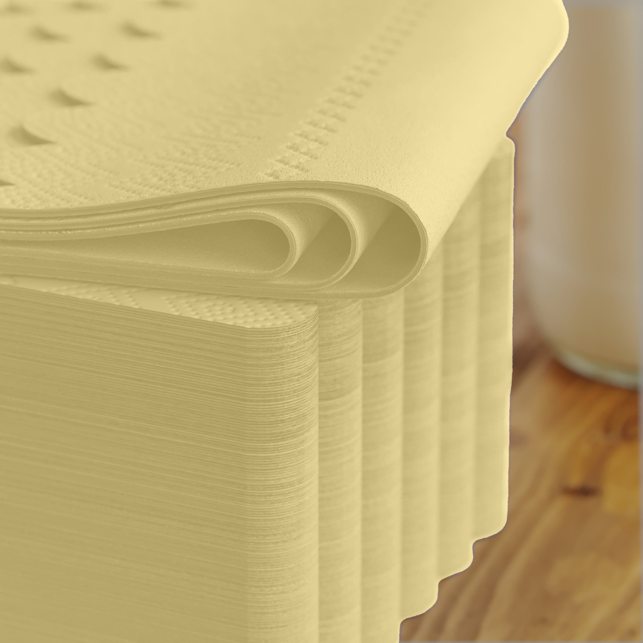 3 Ply Buttercup Yellow Scalloped Dinner Napkins | 800 Count