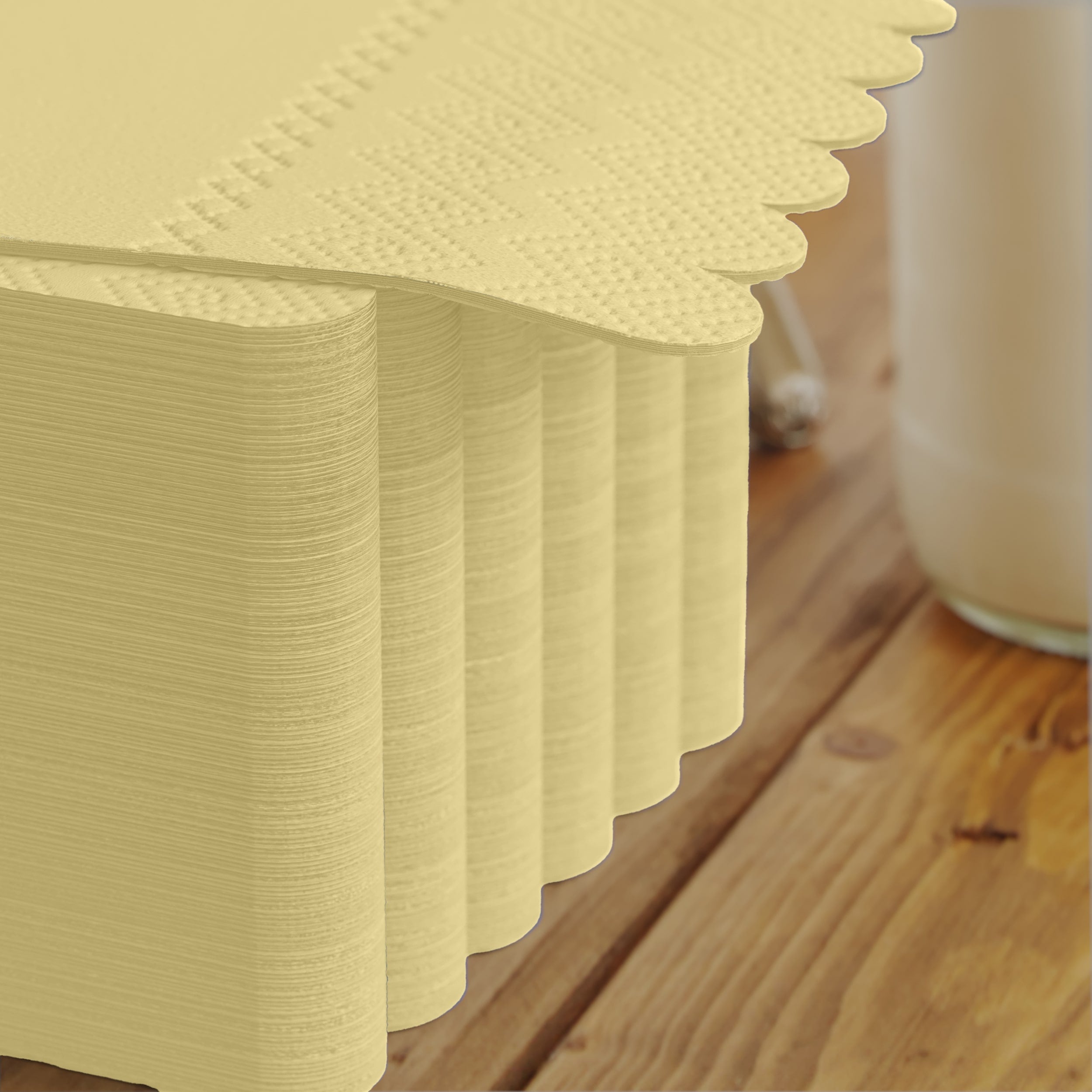 3 Ply Buttercup Yellow Scalloped Dinner Napkins | 800 Count