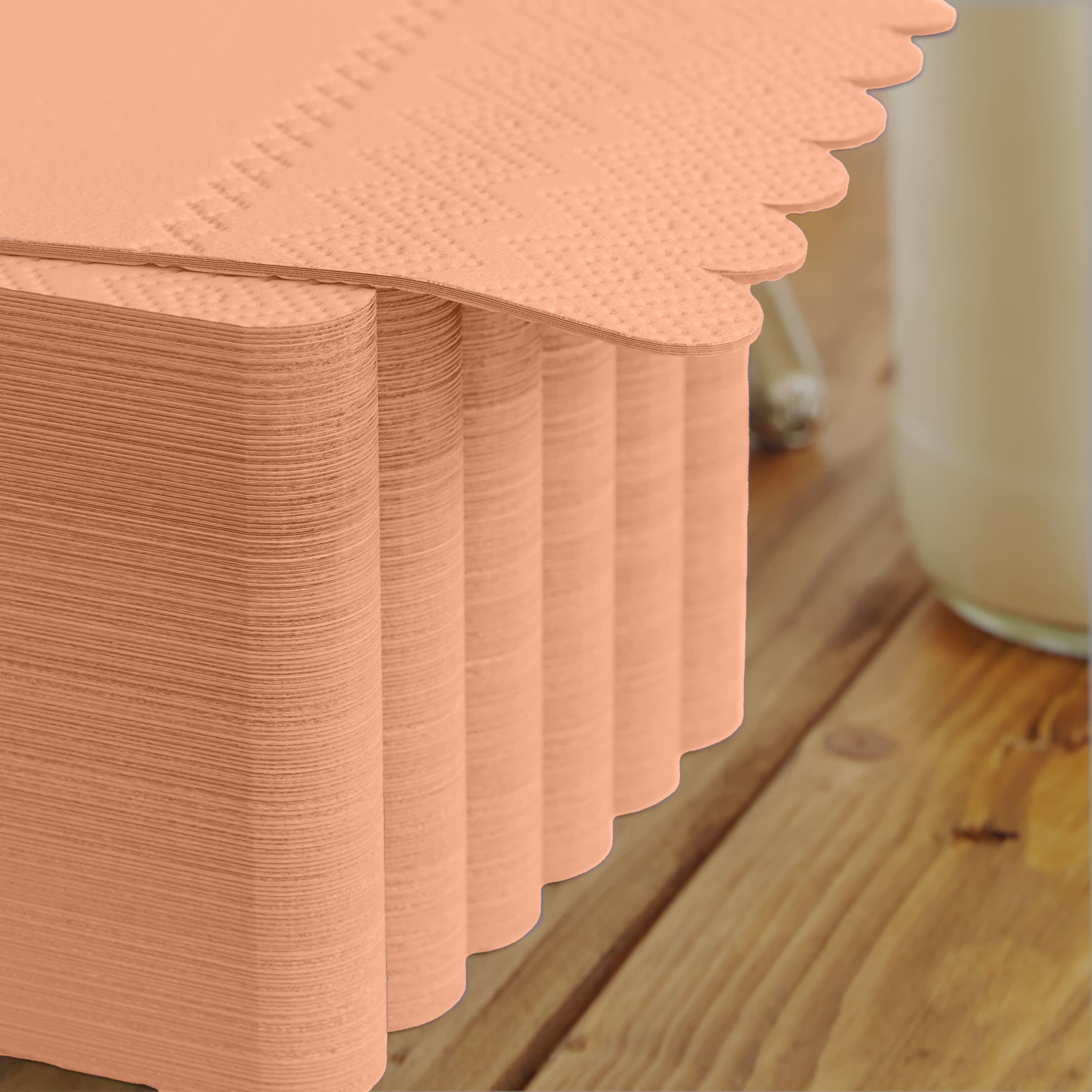 3 Ply Pink Peach Scalloped Dinner Napkins | 100 Count