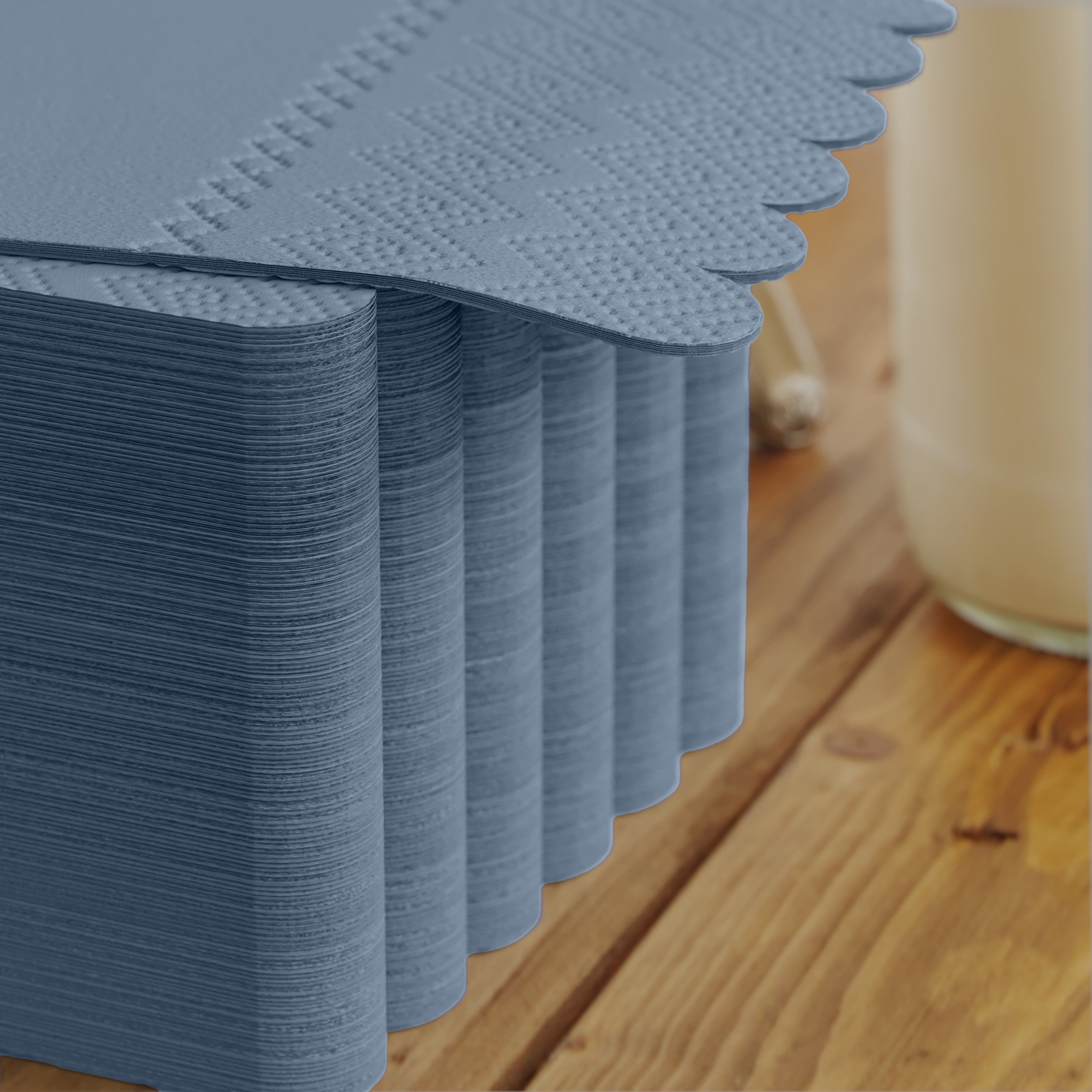 3 Ply China Blue Scalloped Dinner Napkins | 100 Count