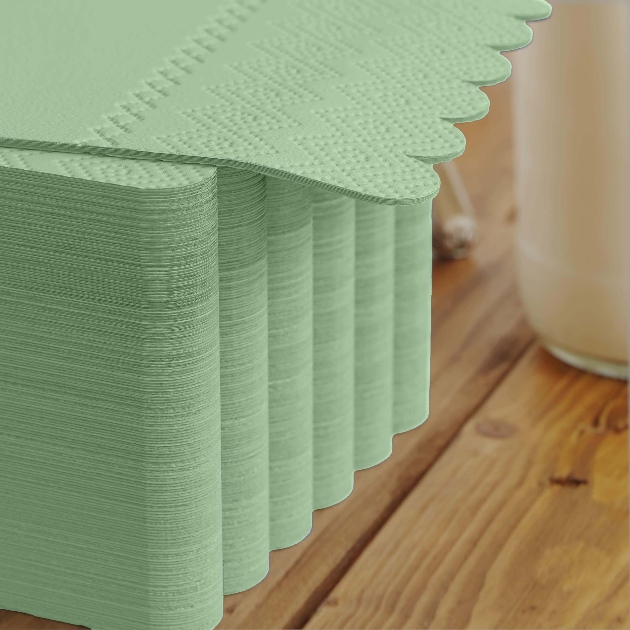 3 Ply Pistachio Green Scalloped Dinner Napkins | 800 Count