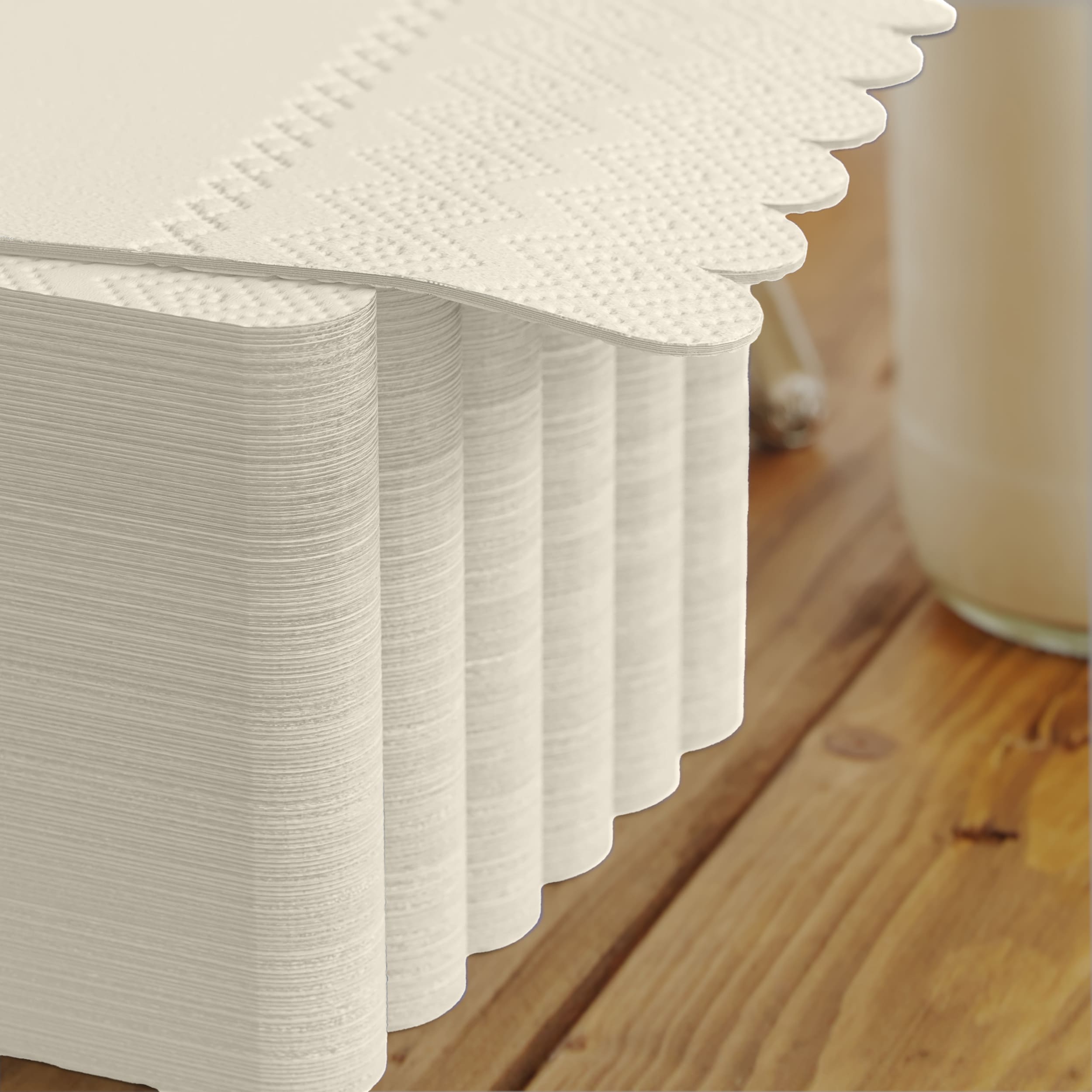 3 Ply Ivory Scalloped Dinner Napkins | 100 Count