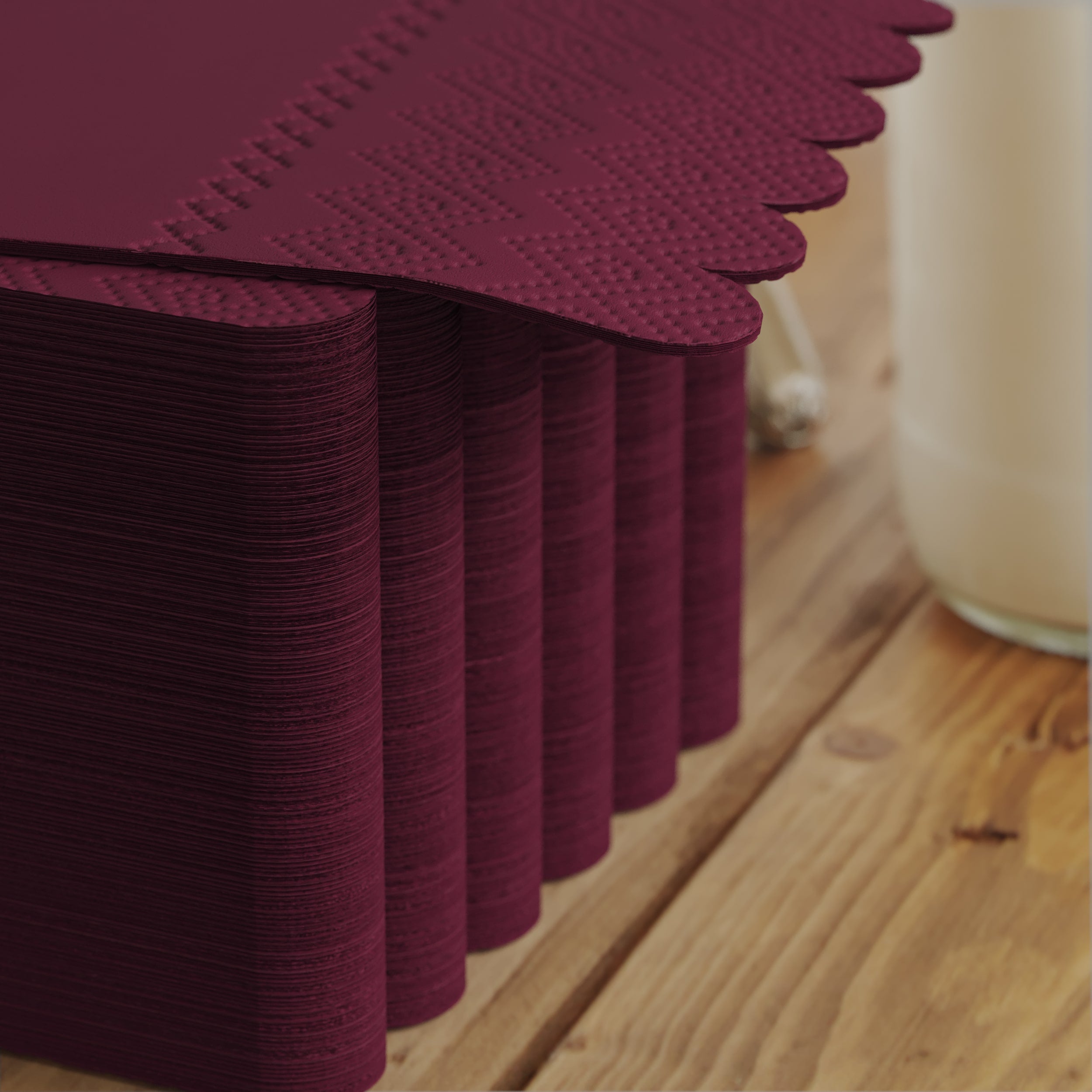 3 Ply Wine Berry Scalloped Dinner Napkins | 100 Count