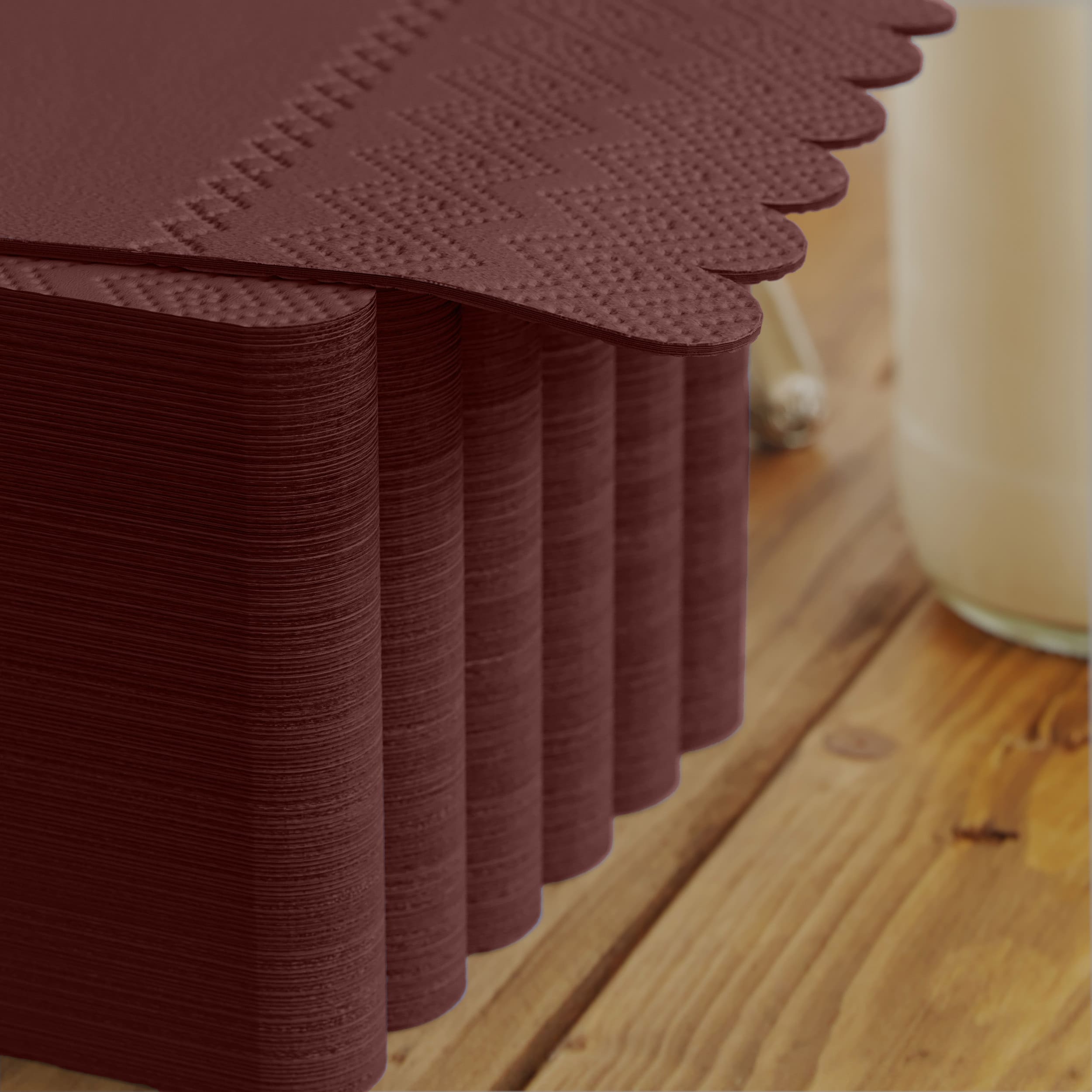 3 Ply Wine Berry Scalloped Dinner Napkins | 100 Count