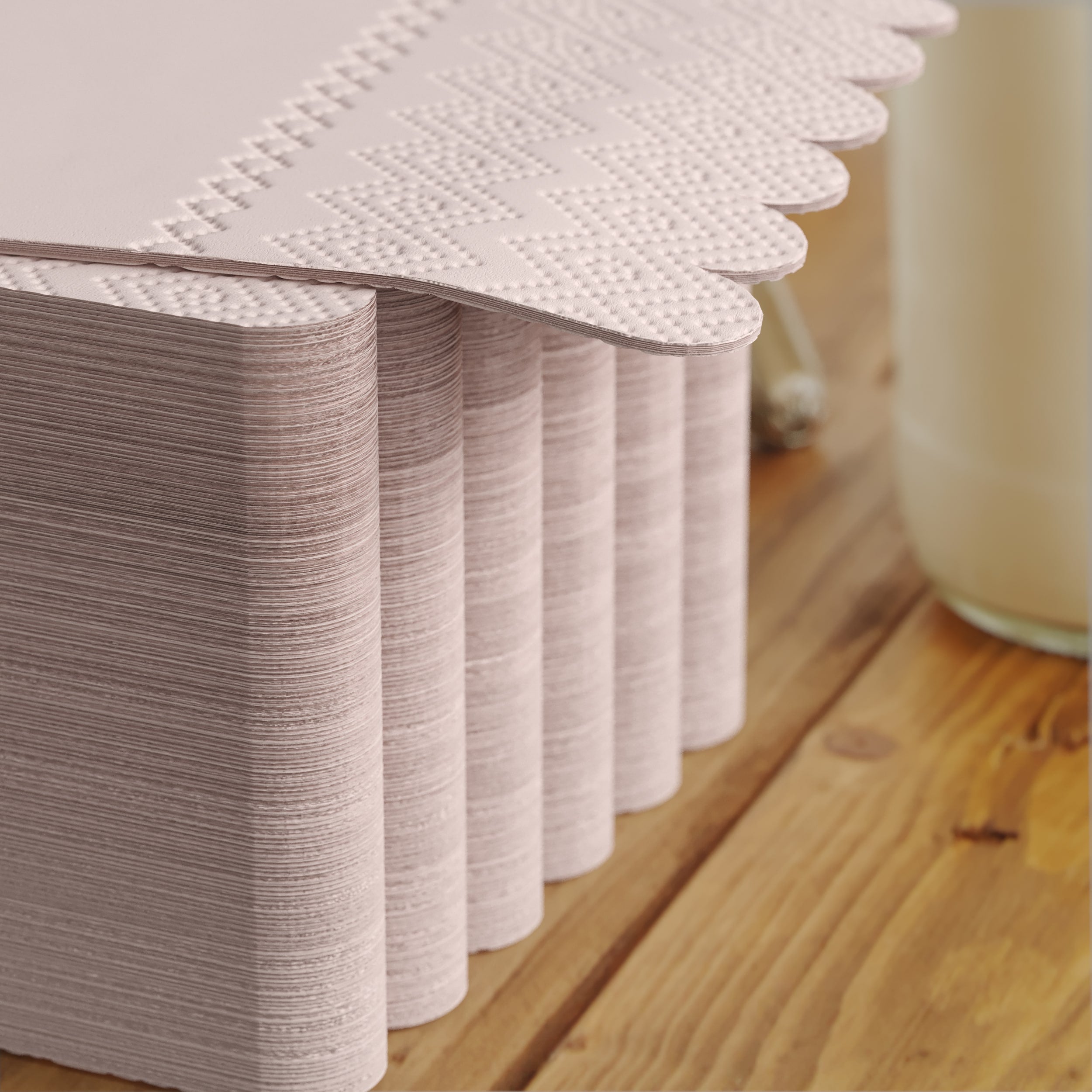 3 Ply Pink Peach Scalloped Dinner Napkins | 100 Count