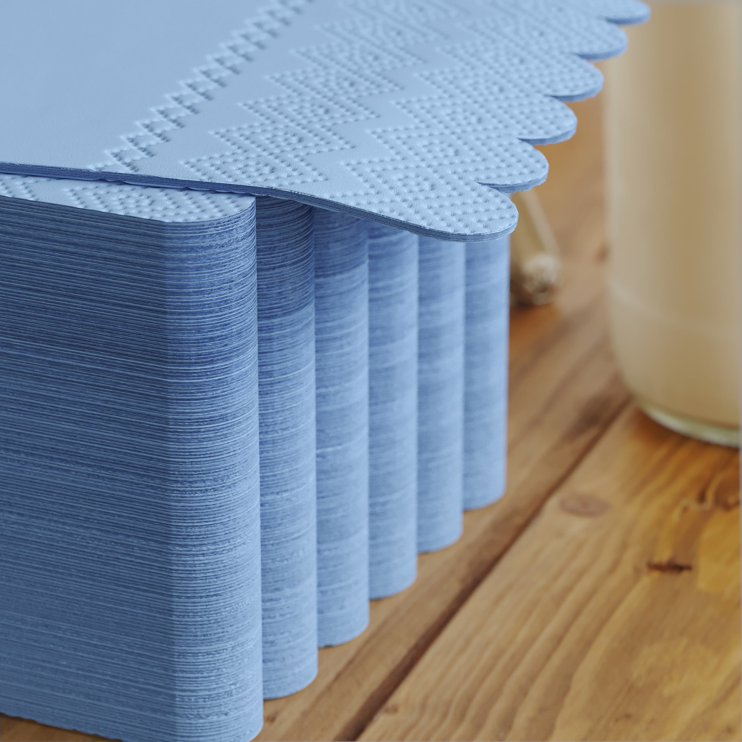 3 Ply Sky Blue Scalloped Dinner Napkins | 100 Count
