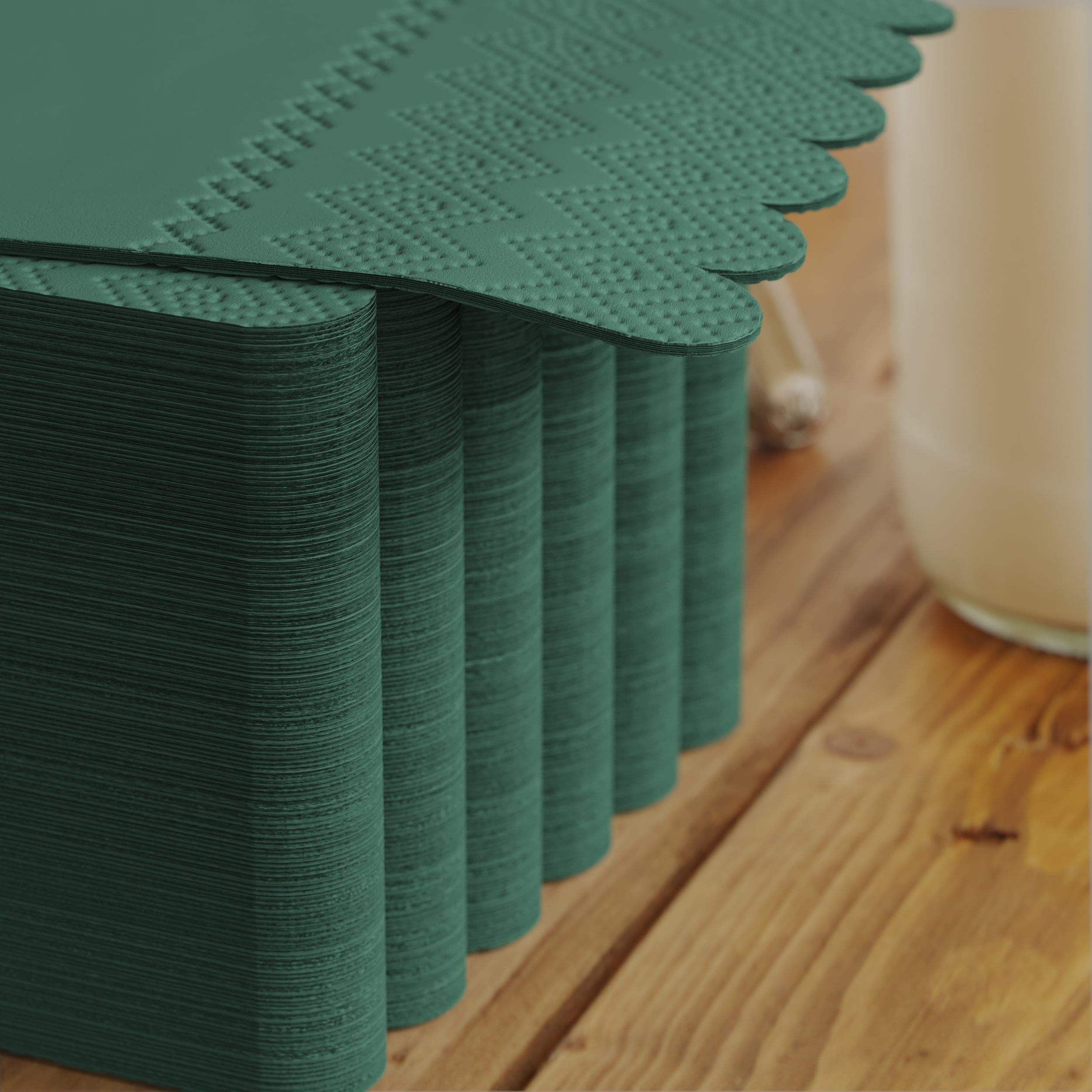 3 Ply Cypress Green Scalloped Dinner Napkins | 100 Count
