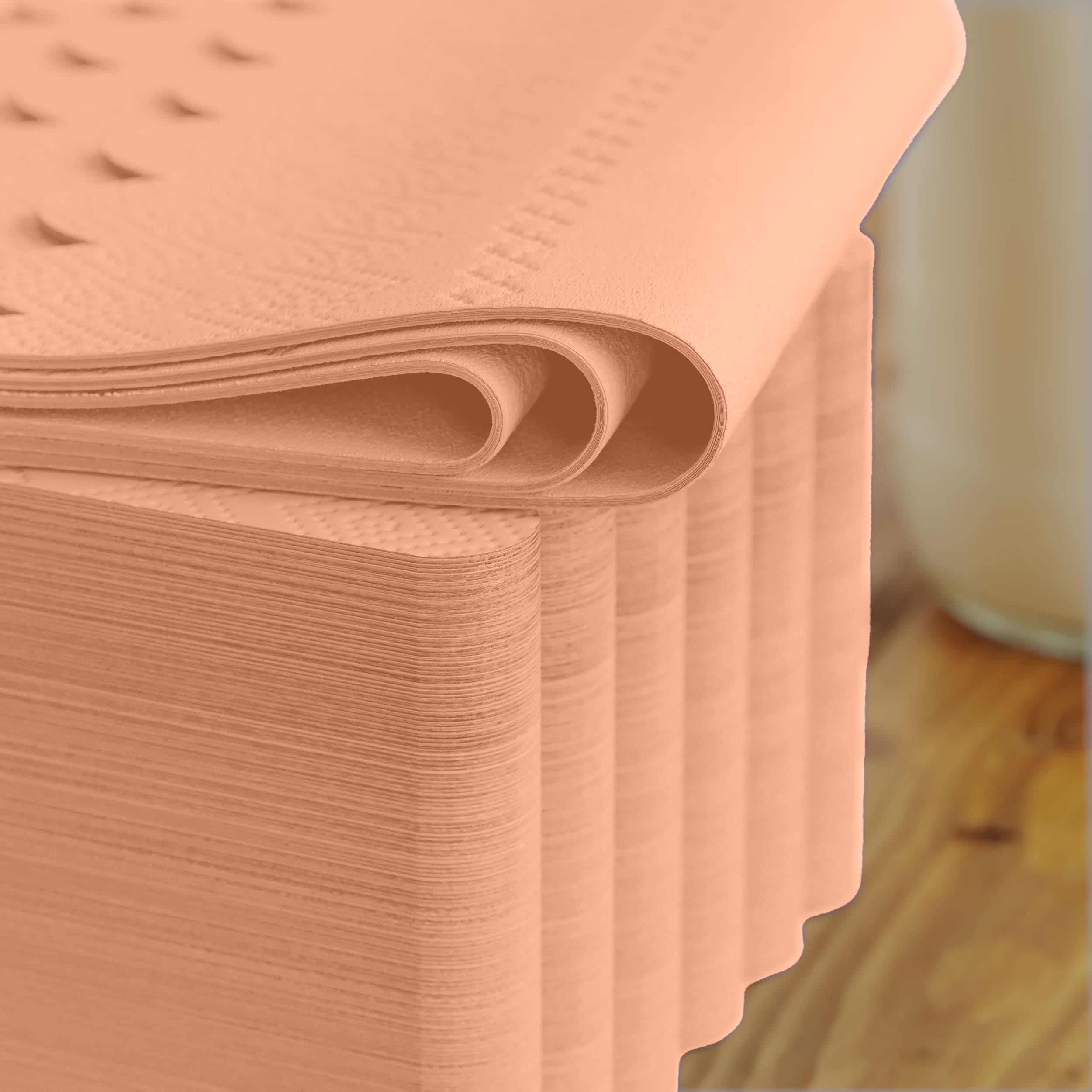 3 Ply Pink Peach Scalloped Dinner Napkins | 100 Count