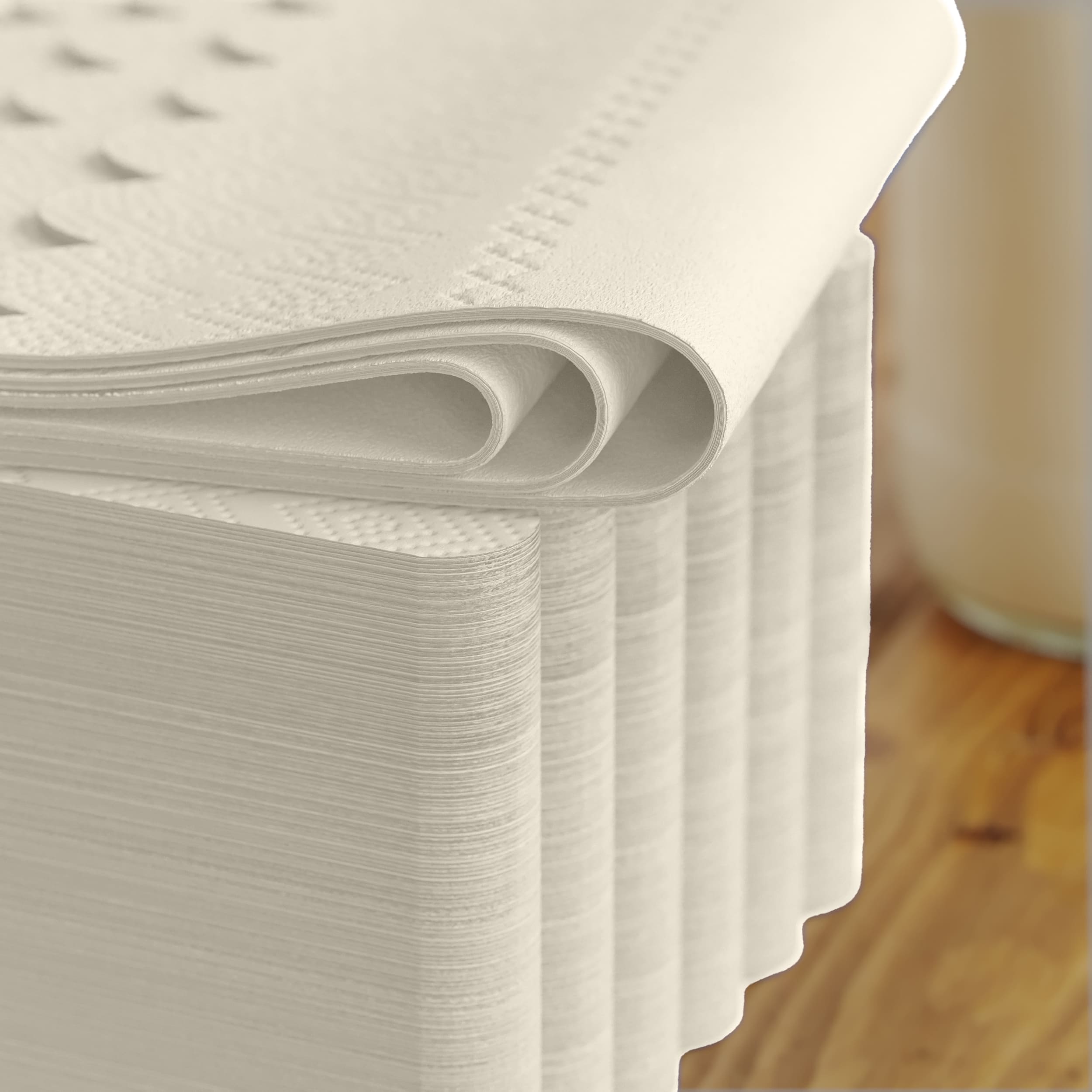 3 Ply Ivory Scalloped Dinner Napkins | 100 Count