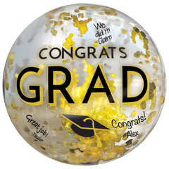 Graduation Metallic Inflatable Ball Favour, Black/Gold/Silver - Pack of 6