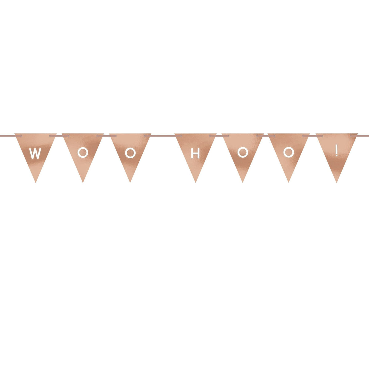 Woo Hoo Pennant Garland Banner, Rose Gold, 7.3 inch - Pack of 6