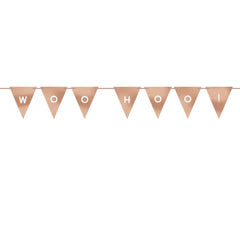 Woo Hoo Pennant Garland Banner, Rose Gold, 7.3 inch - Pack of 6