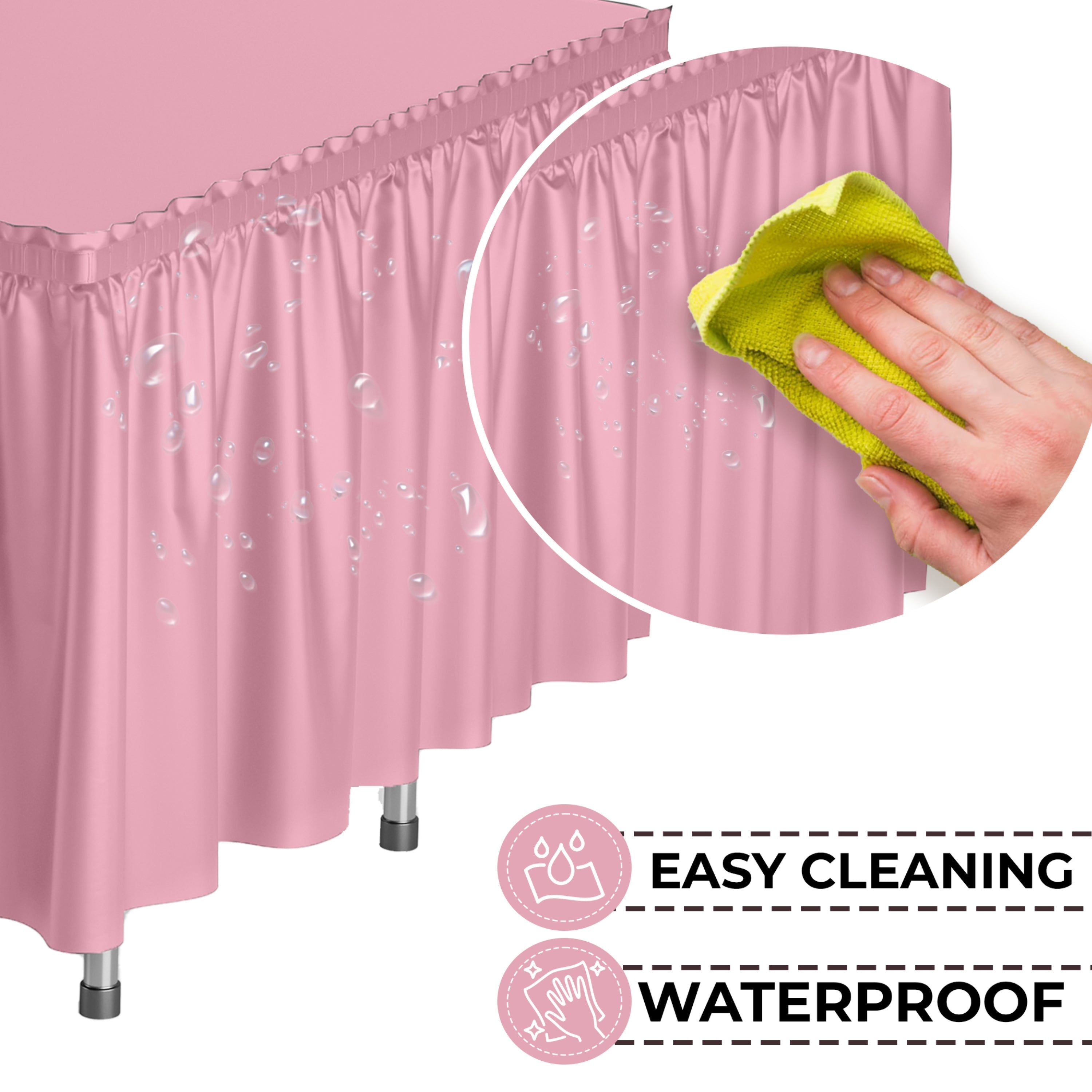 Pink Plastic Table Skirt | 6 Pack