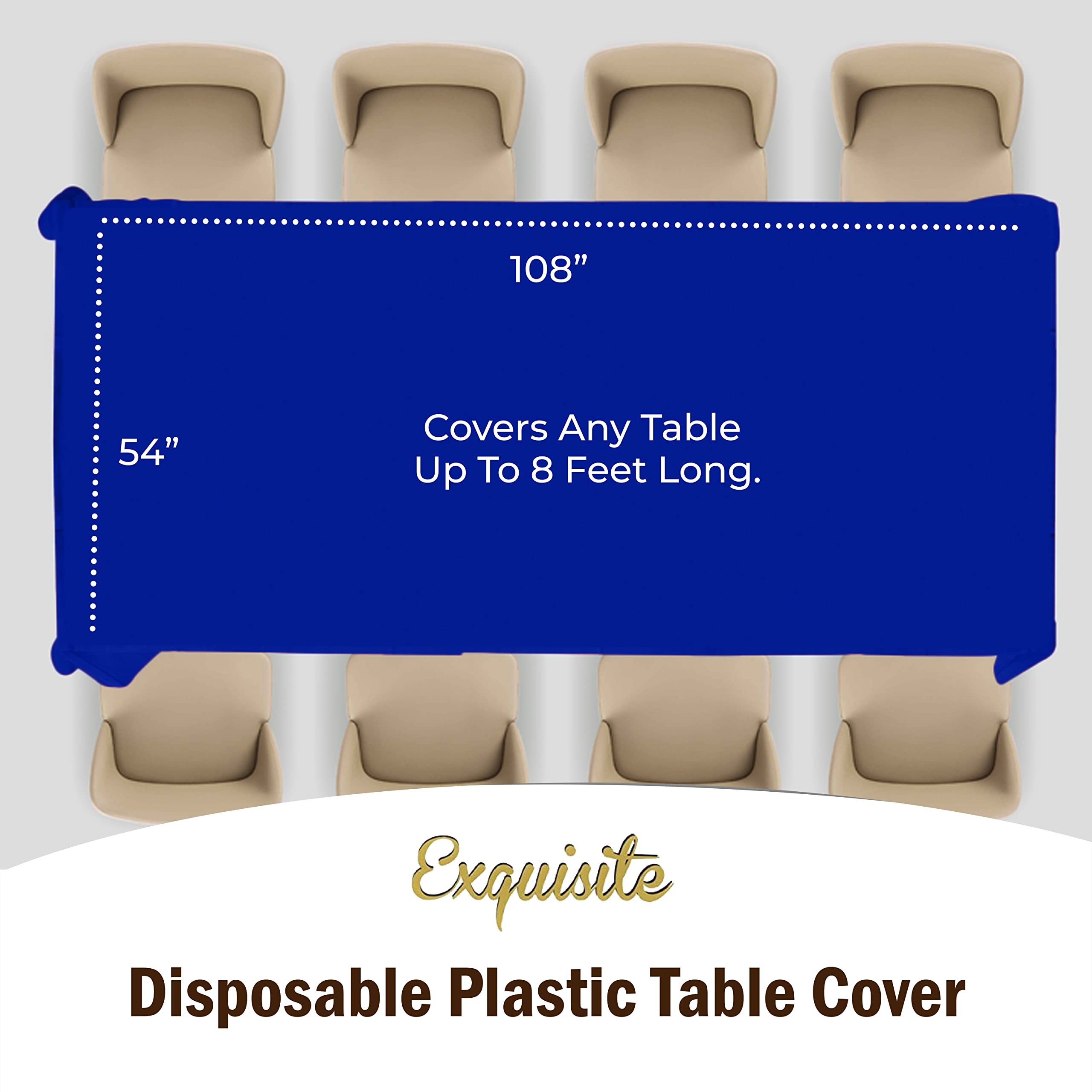 Dark Blue Plastic Table Covers | 48 Count