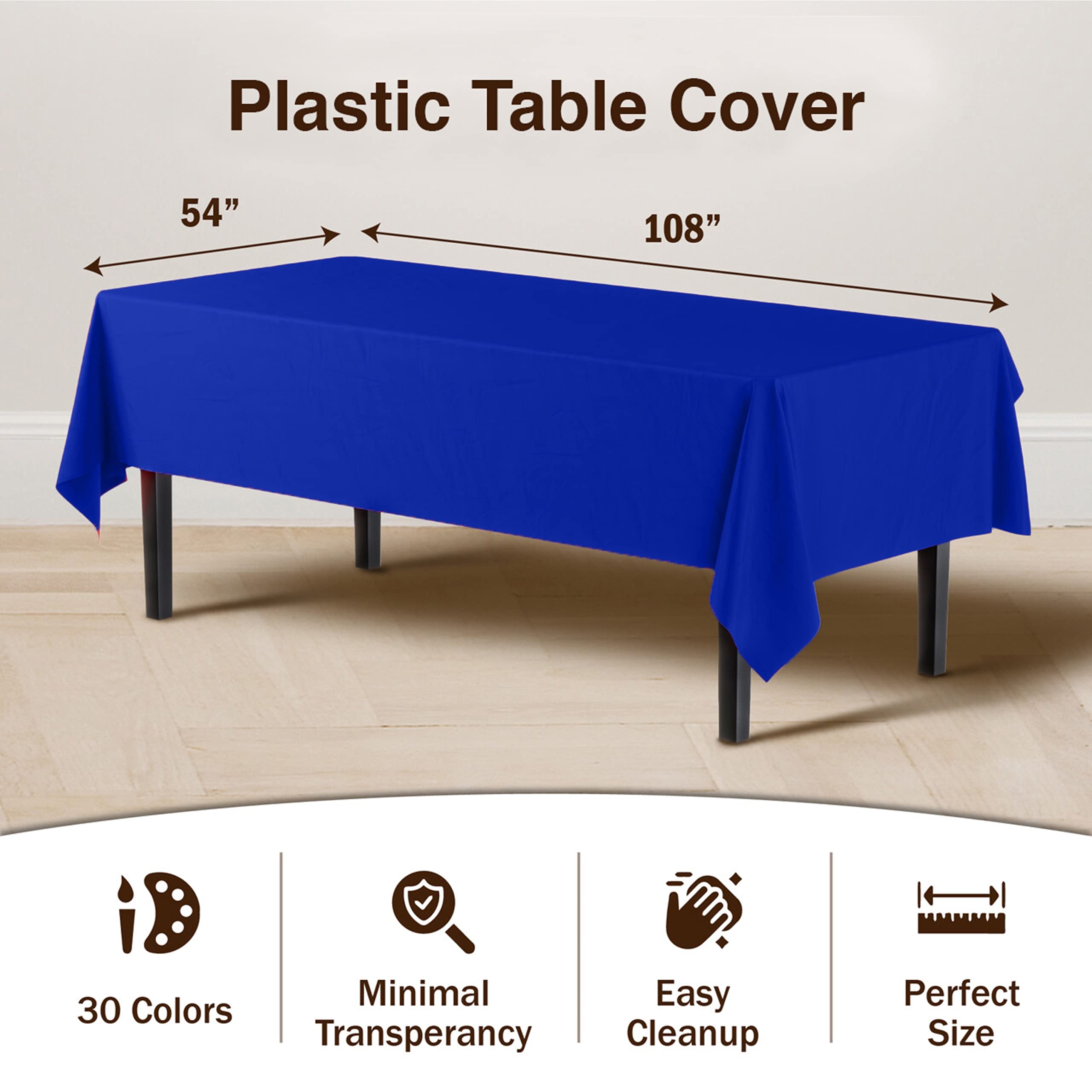 Dark Blue Plastic Table Covers | 48 Count