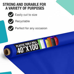 40 In. x 100 Ft. Premium Dark Blue Plastic Table Roll | 6 Pack