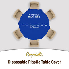 Dark Blue Round Plastic Table Covers | 48 Count