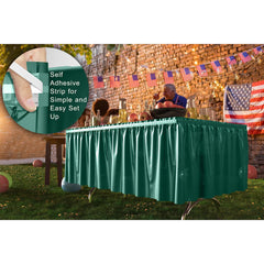 Dark Green Plastic Table Skirt | 6 Pack