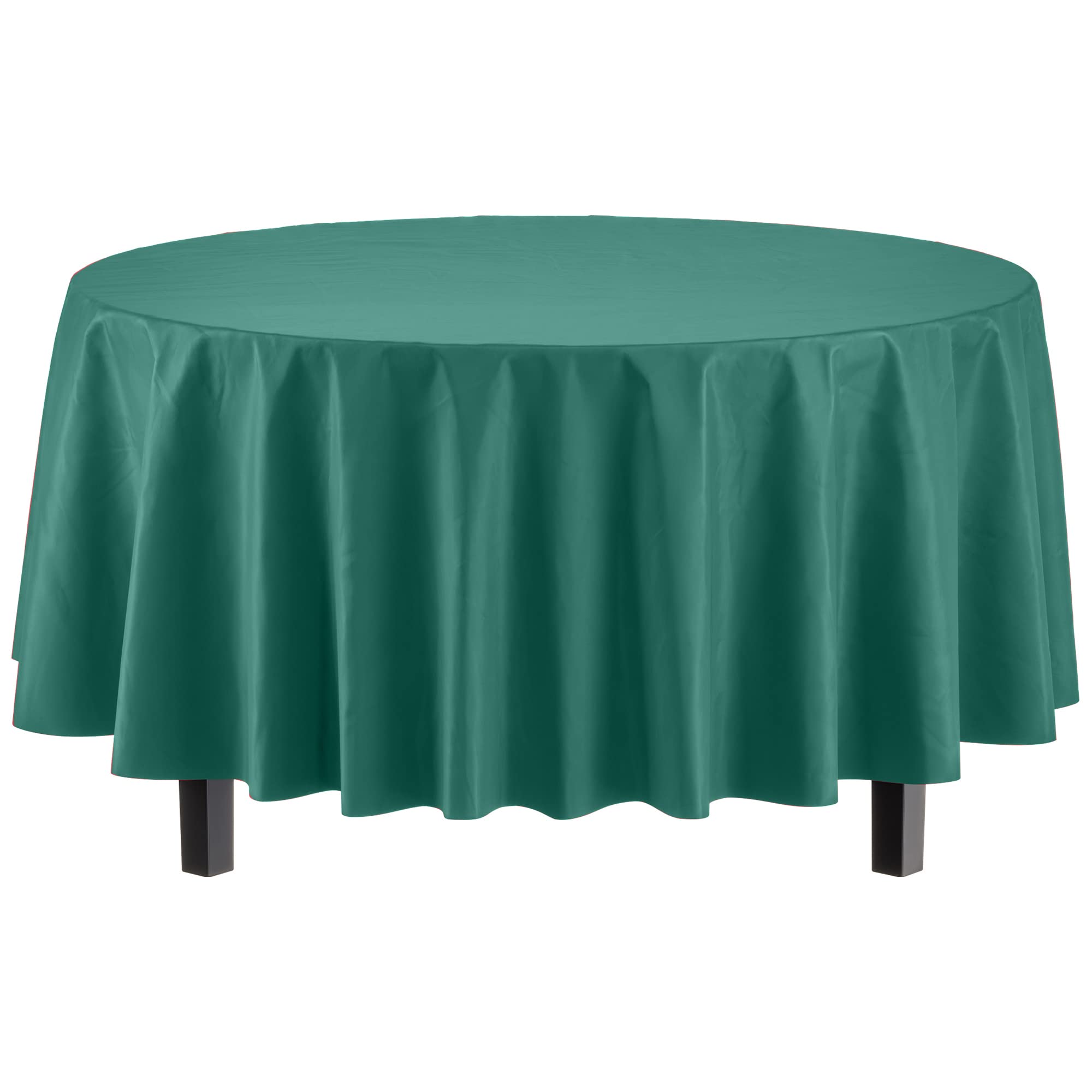 Dark Green Round Plastic Table Covers | 48 Count