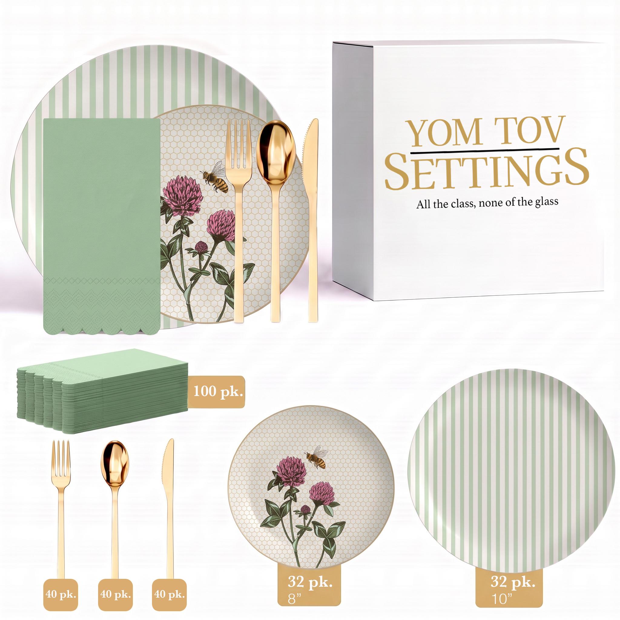 Earthtrends Sweet Life Ultimate Set | Plates, Gold Cutlery & Napkins | Serves 32