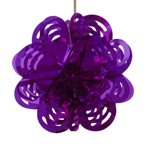 Purple Foil Flower Decorations | 3 Count