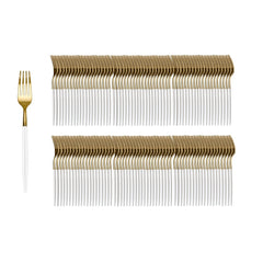 Trendables Forks Ivory/Gold | 40 Count