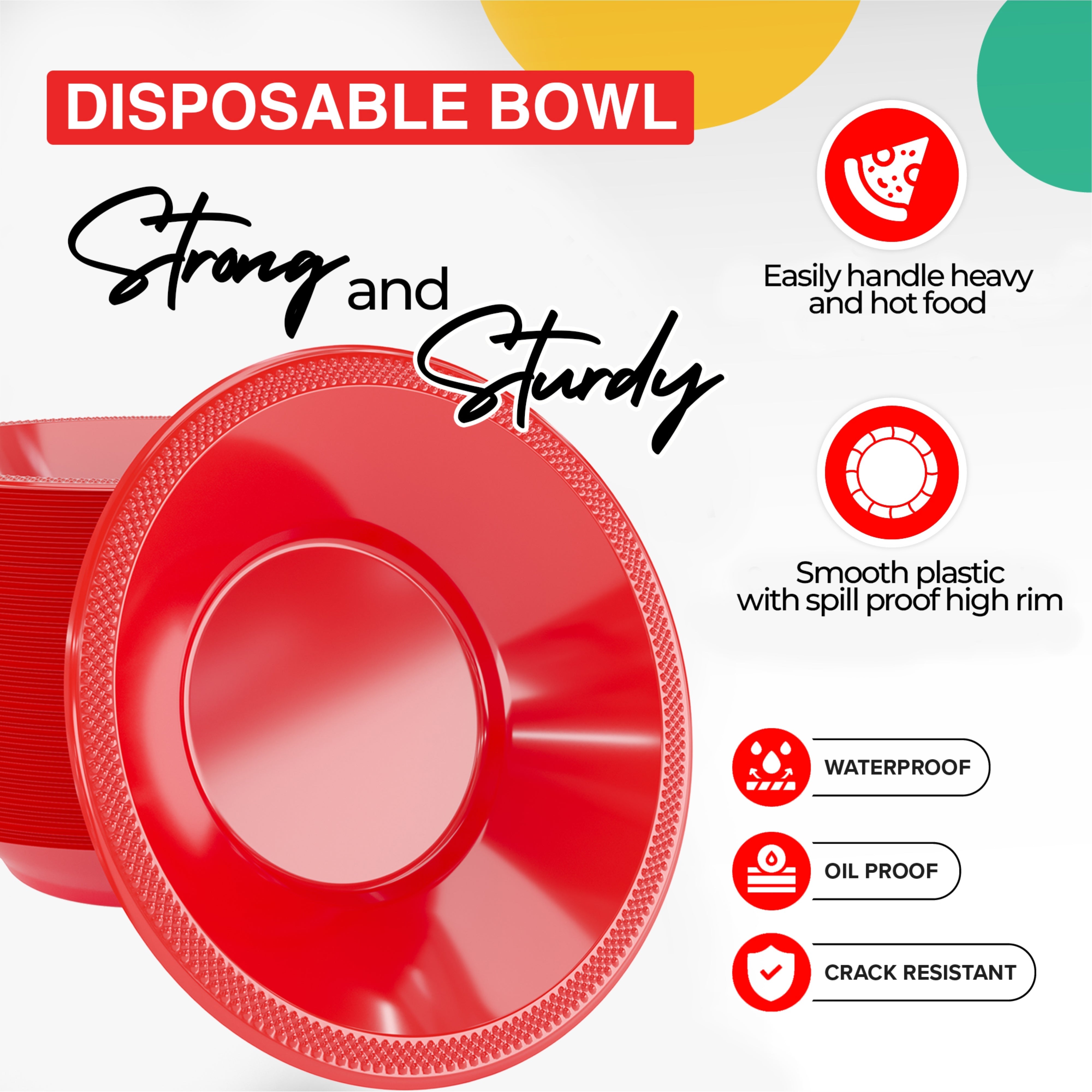 12 Oz. Red Plastic Bowls | 600 Count