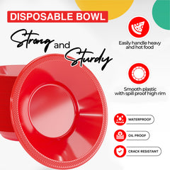 12 Oz. Red Plastic Bowls | 100 Count