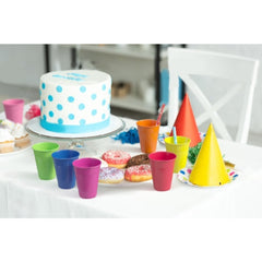 7Oz Assorted Color Plastic Cups - 7/100 - Carton