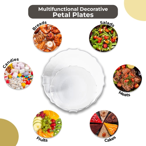 Clear/Silver Petal Plates Combo Pack | 40/40