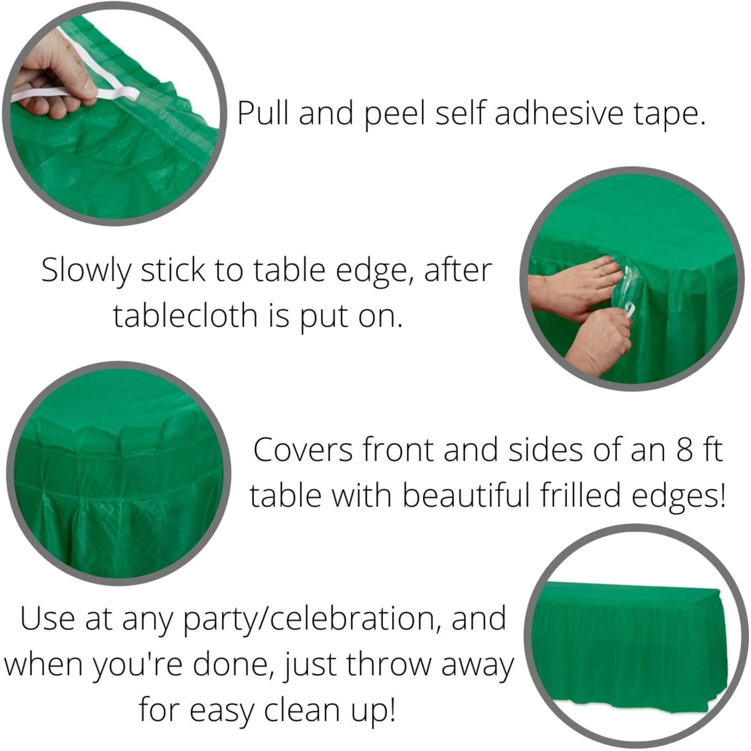 Emerald Green Plastic Table Skirt | 6 Pack