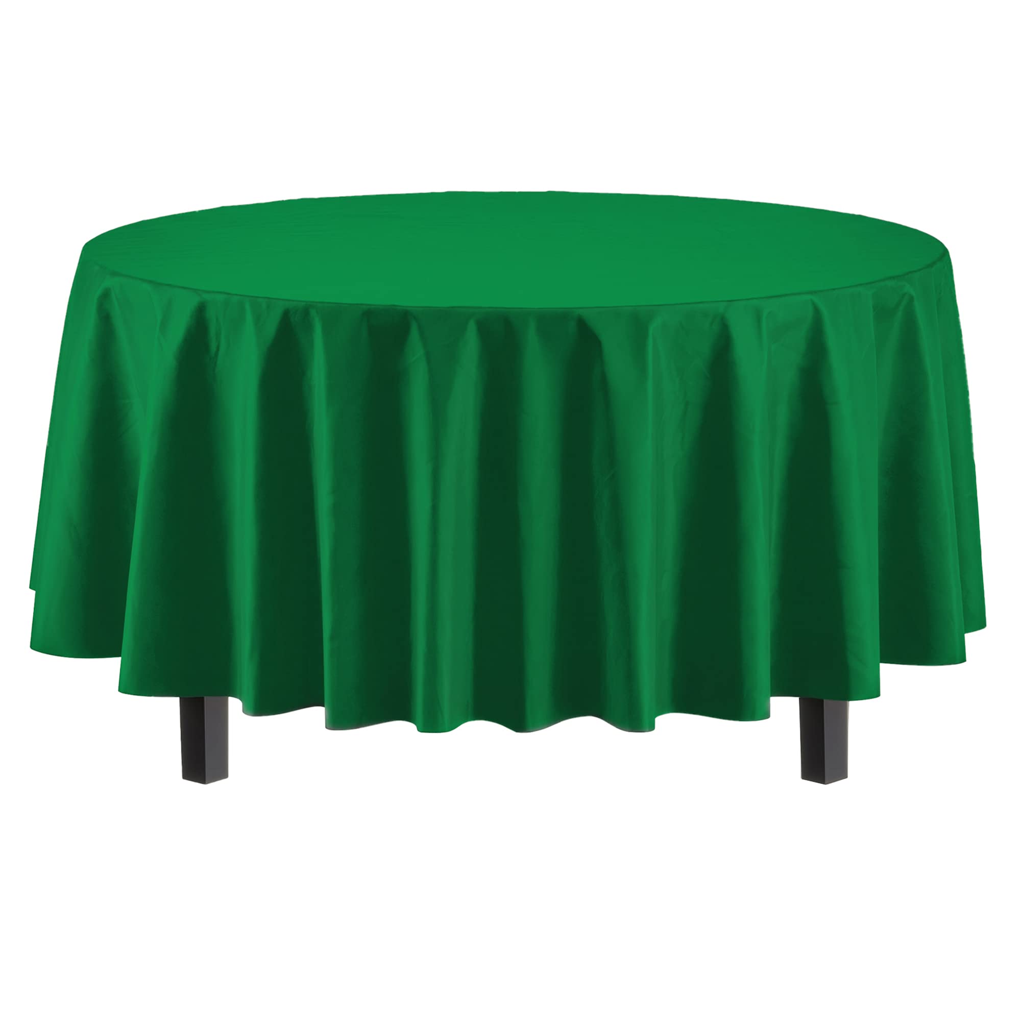 Emerald Green Round Plastic Table Covers | 48 Count