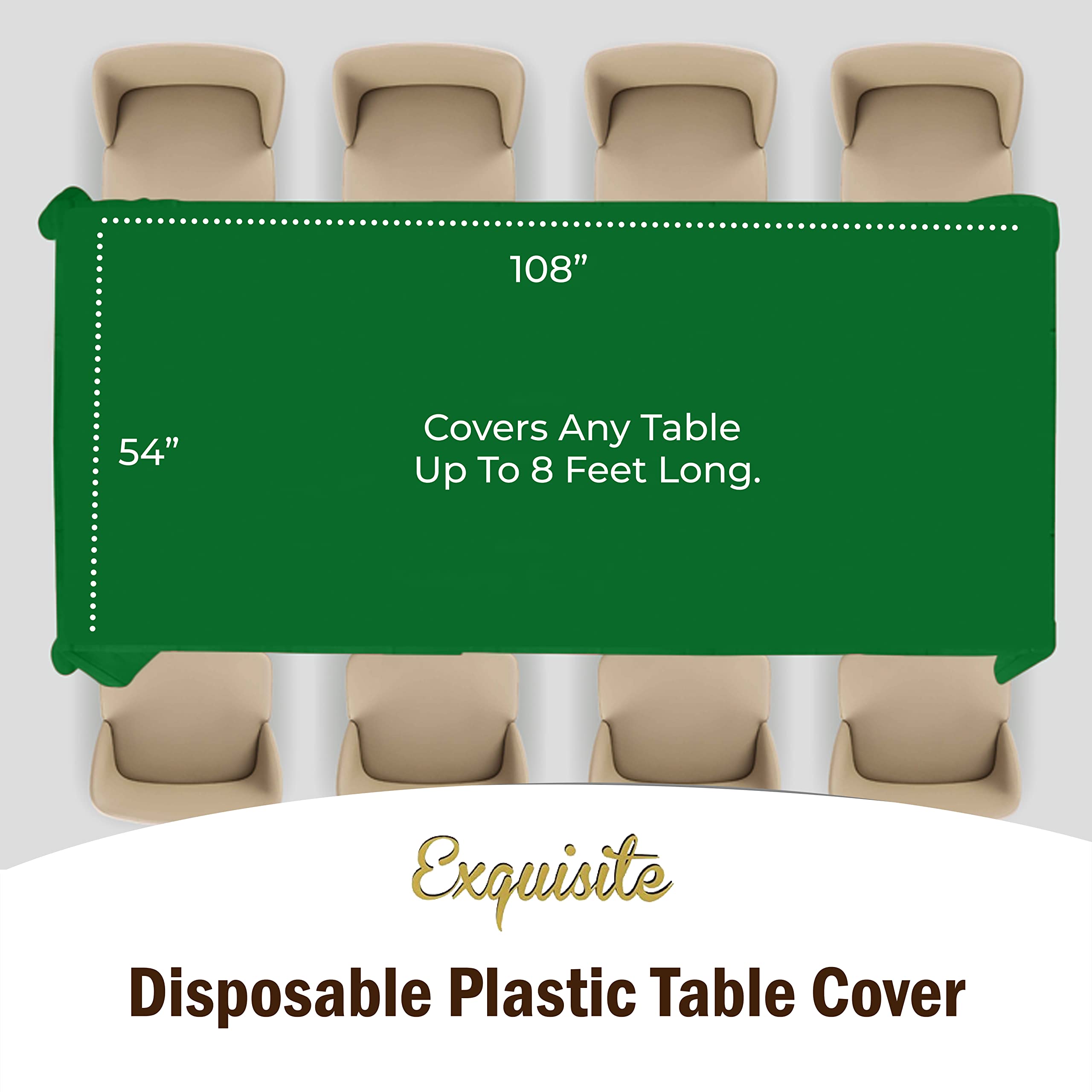 Emerald Green Plastic Table Covers | 48 Count