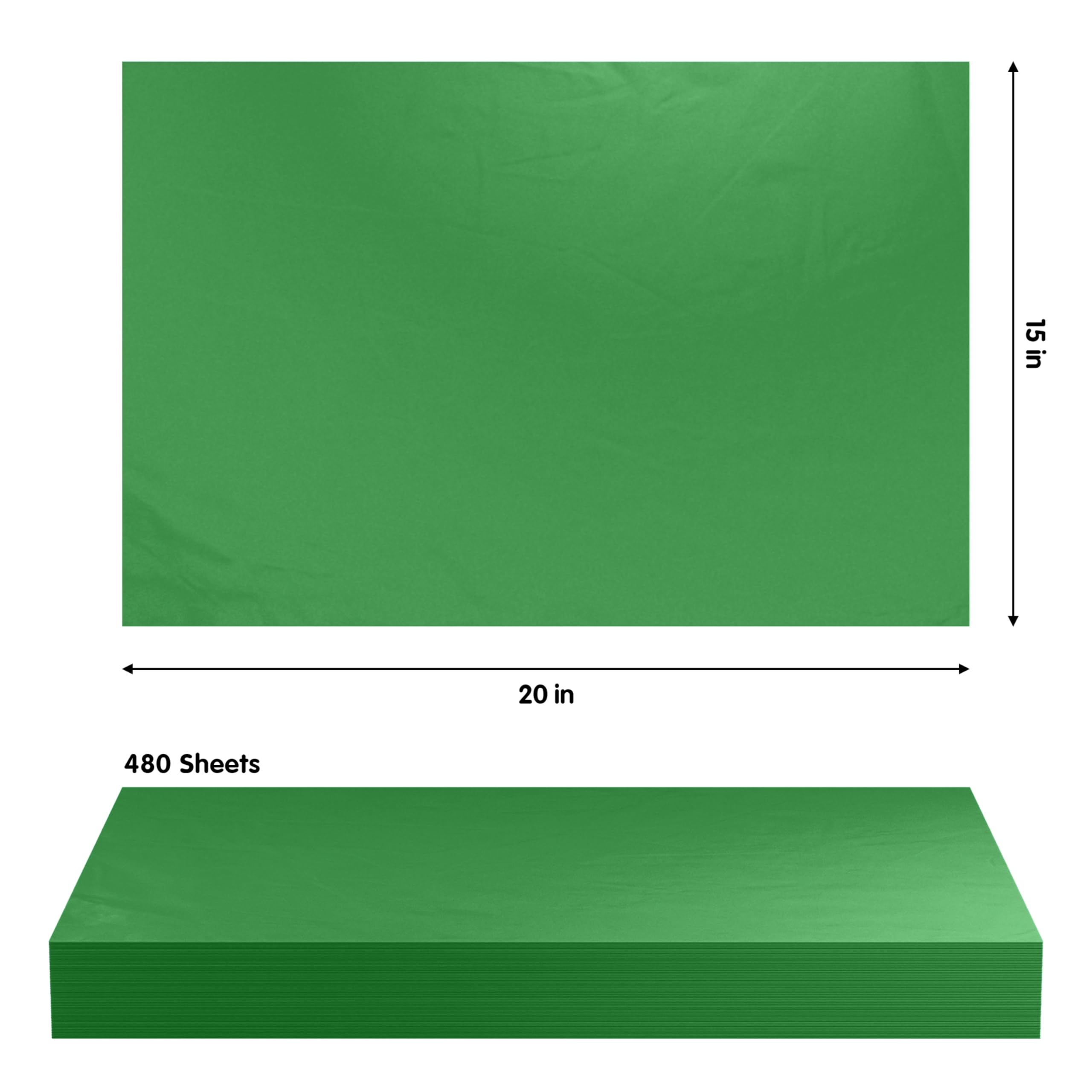 15 In. x 20 In. Emerald Green Tissue Paper | 480 Sheets