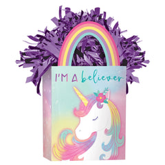 Unicorn "I'm a Believer" Tote Balloon Weight, Purple/Rainbow, 5.5 inch - Pack of 12
