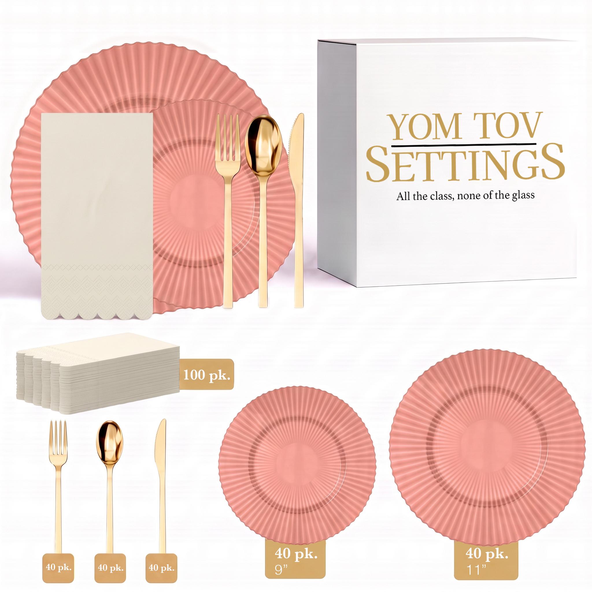 Pumpkin Gemstone Ultimate Set | Plates, Gold Cutlery & Napkins | Serves 40