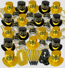 Happy New Years Black & Gold Party Kits For 200