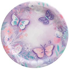 Flutter Butterfly Paper Plates, Purple, Floral, 9-inch, 8-ct - Pack of 2