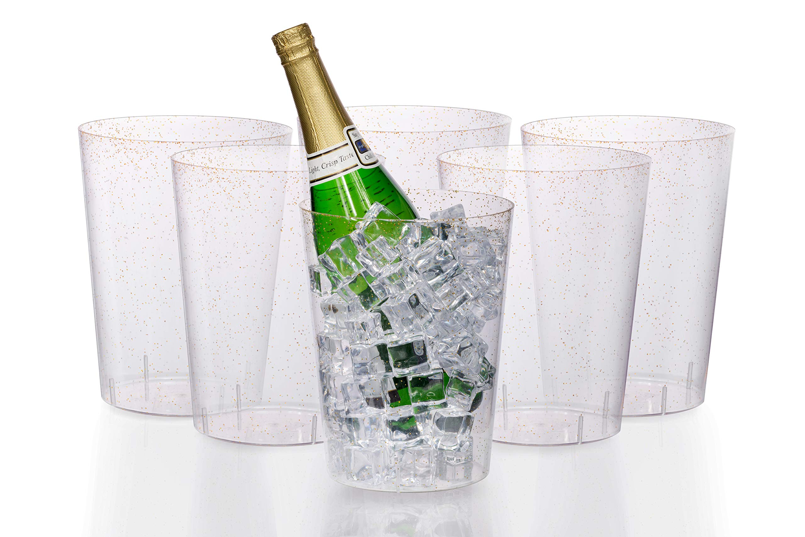 Clear and Gold Sparkle Ice Bucket | 48 Count