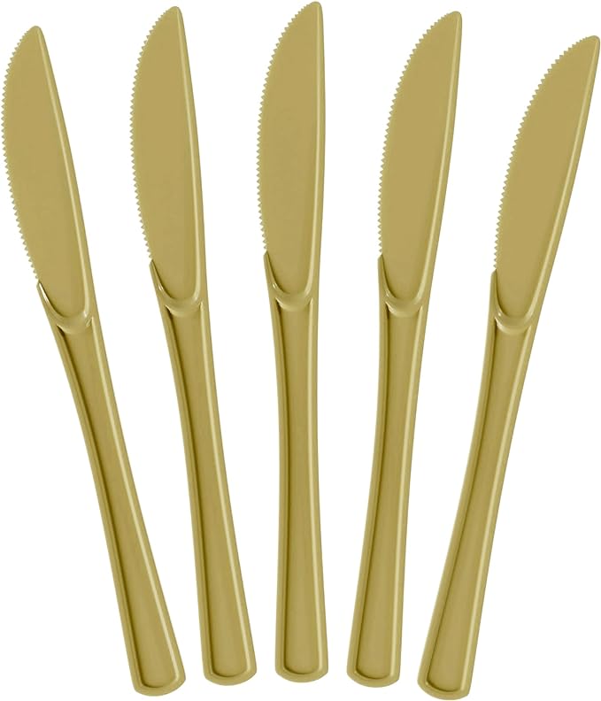 Heavy Duty Gold Plastic Knives | 100 Count