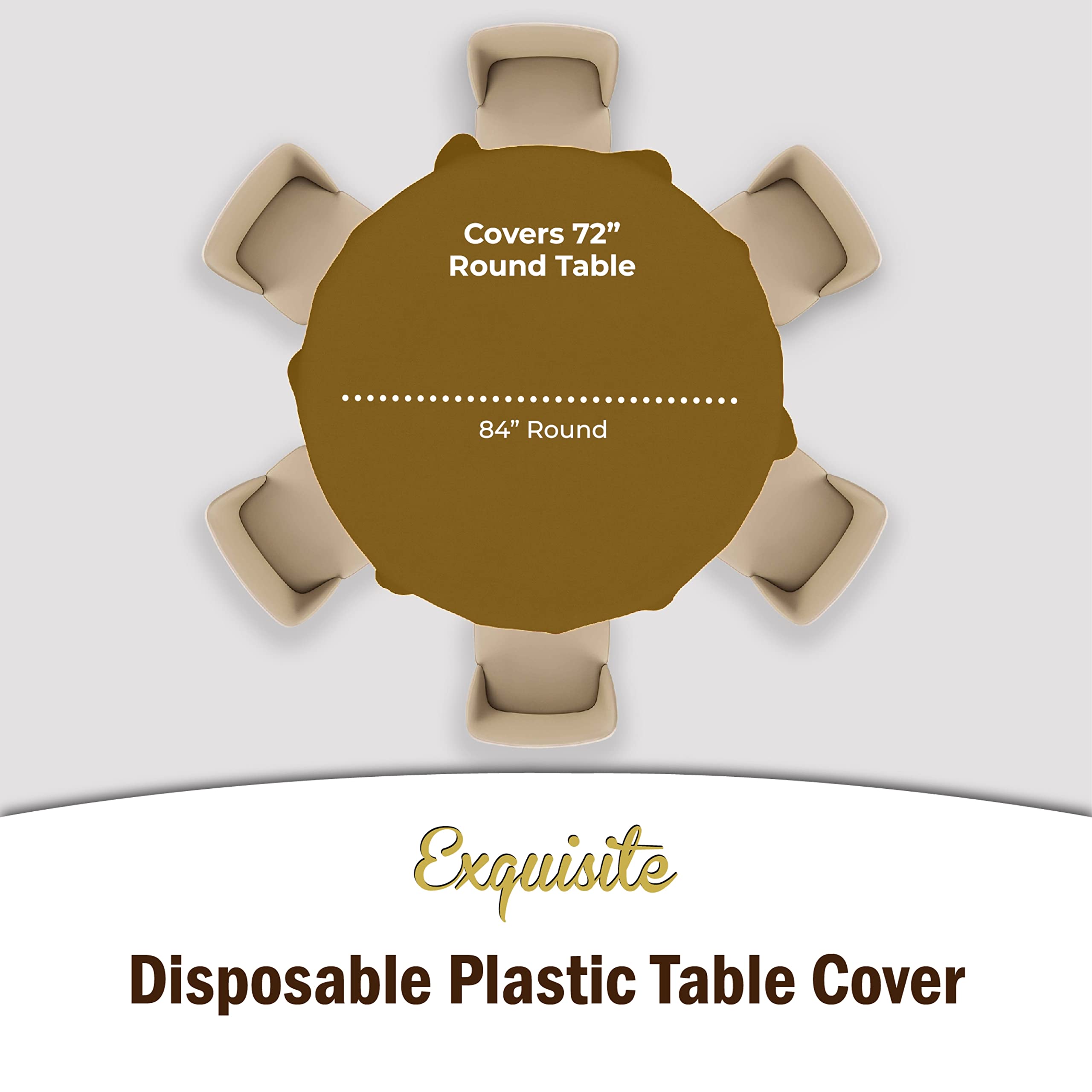 Gold Round Plastic Table Covers | 48 Count