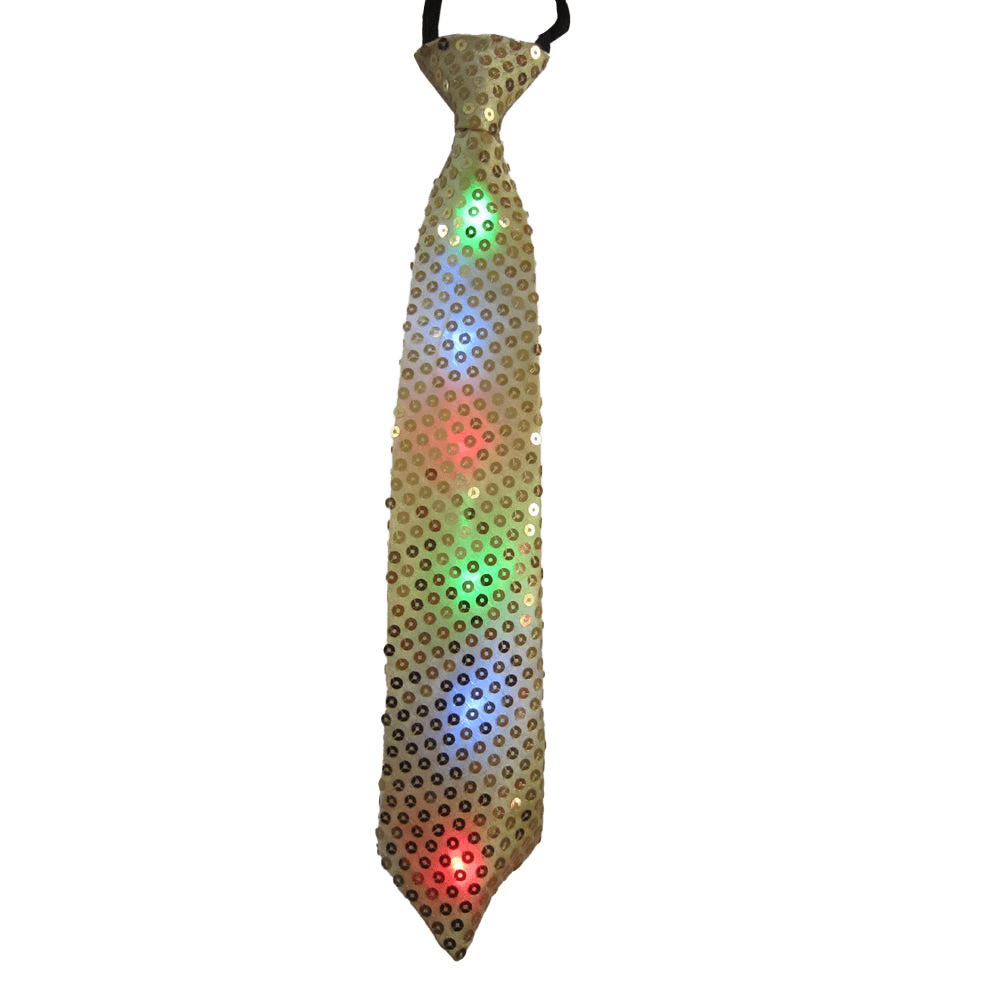 Gold Tie with LED Flashing Lights