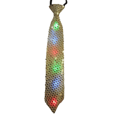 Gold Tie with LED Flashing Lights